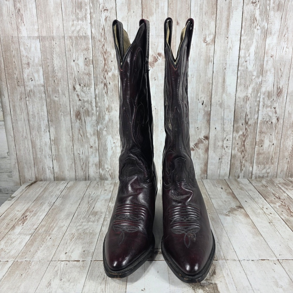 Dan Post Womens Black Cherry Leather Western Cowgirl Boots Pointed Toe 6 M 2112 - Picture 2 of 8